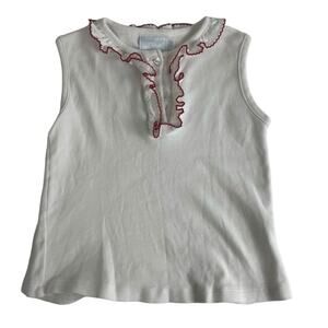 Little English White Red Ruffle Trim Tank Top Girls 5